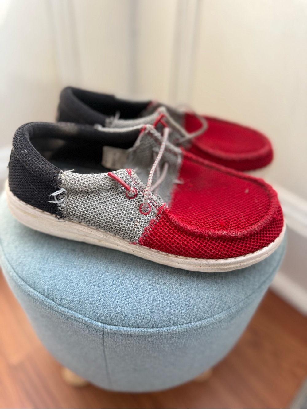 Hey Dude Kids Red, Gray and Black Casual Slip-On Sneakers